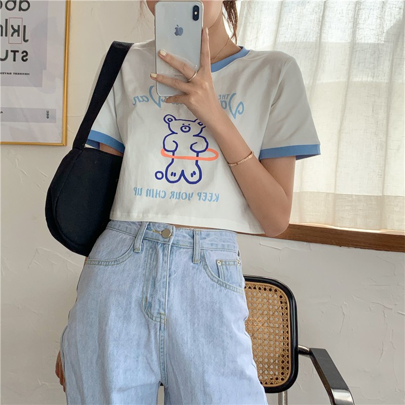 Áo thun nữ tay ngắn in hình gấu dễ thương cho phái nữ | BigBuy360 - bigbuy360.vn