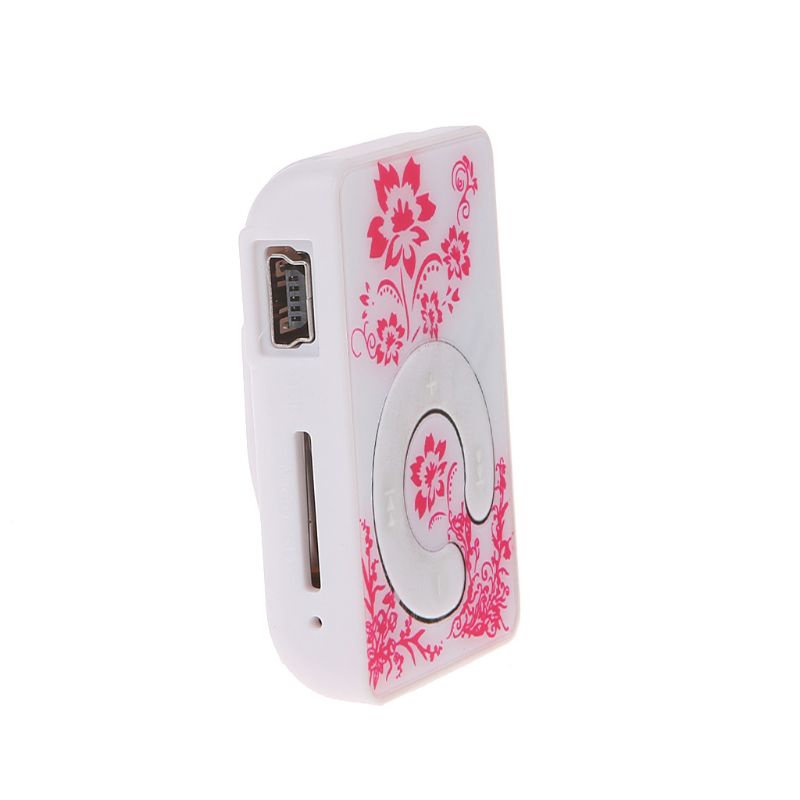 ✿ Máy Nghe Nhạc MP3 Mini 32GB Có Kẹp Gắn Tai Họa Tiết Hoa Hỗ Trợ Thẻ TF Với Cáp USB Mini