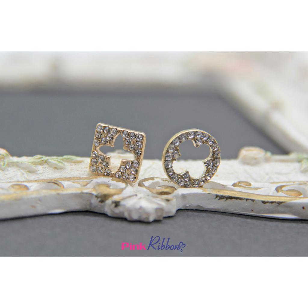 SET 2C- Charm tròn/vuông viền đá biểu tượng *L-V*