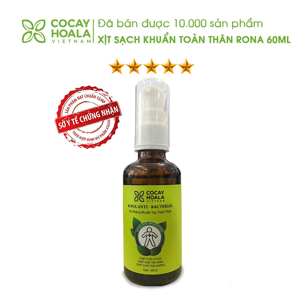 [Giảm Giá Hỗ Trợ Đại Dịch] Xịt Sạch Khuẩn Toàn Thân Rona CoCayHoaLa - Chiết xuất Quế, Lô Hội, Tràm Trà Xanh chai 60ml | BigBuy360 - bigbuy360.vn