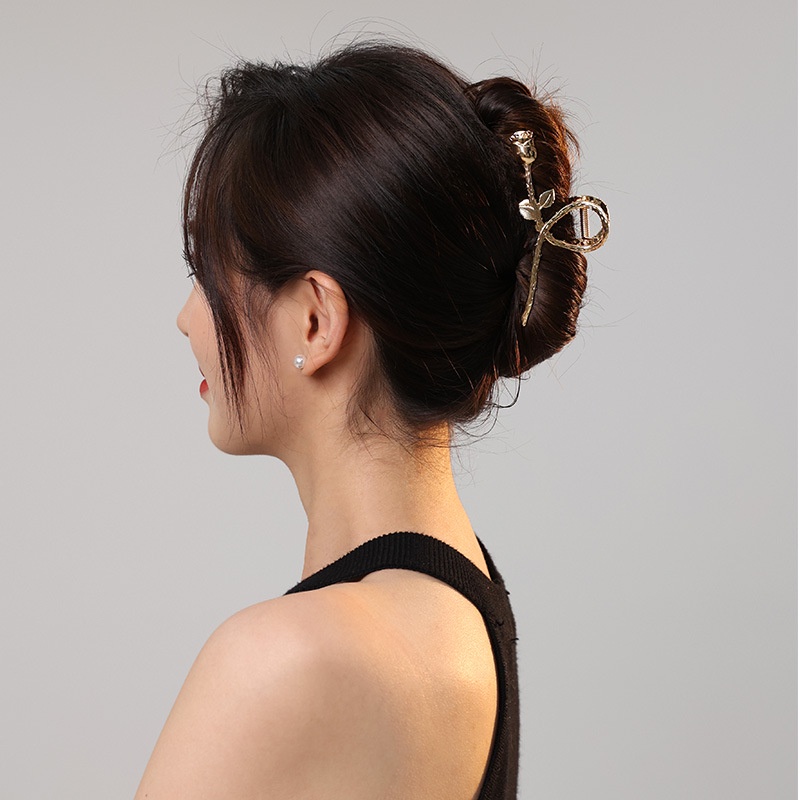 Kẹp tóc Hàn Quốc hình hoa hồng Ame Beauty , kẹp càng cua , cặp tóc kim loại dành cho nữ