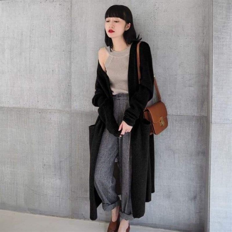 Áo khoác vest len dạ tweed dáng dài siêu đẹp