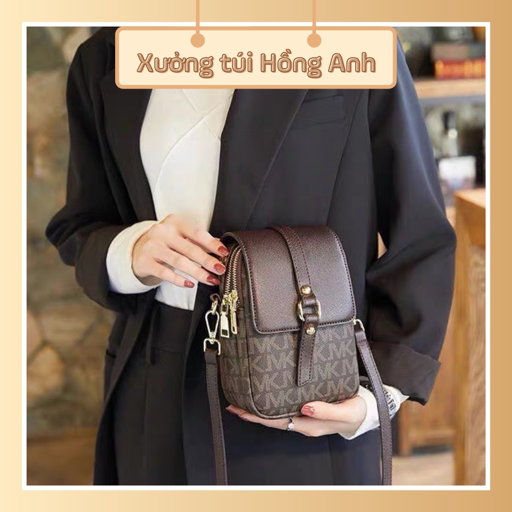 Túi Đựng Điện Thoại MK,Túi Đeo Chéo Nữ Nhiều Ngăn Chữ Dập Chìm Nhỏ Gọn mẫu đẹp 2022
