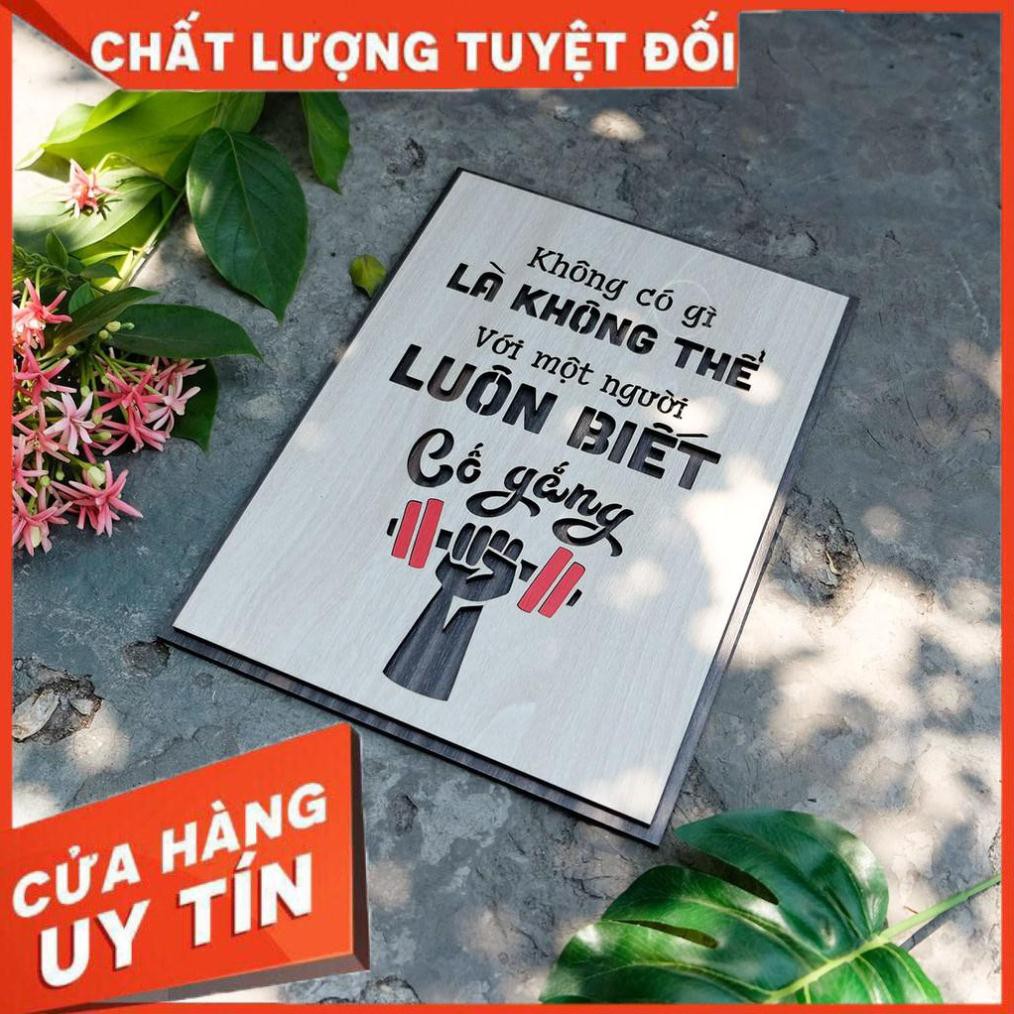 [100% CHẤT LƯỢNG] Tranh tạo động lực - mẫu câu "không có gì là không thể với một người luôn biết cố gắng" loại gỗ 2 lớp