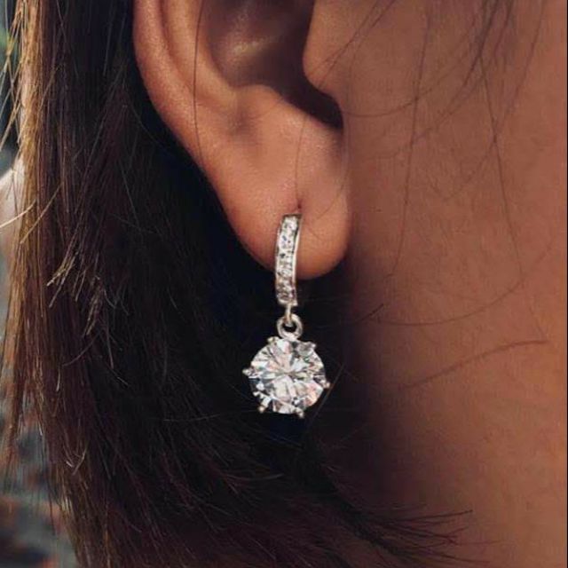 Bông tai bạc đá chủ giả kim cương