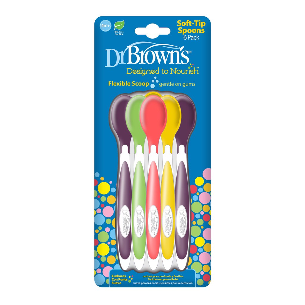Bộ thìa ăn dặm Dr. Brown's nhựa mềm cao cấp