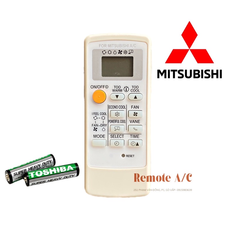 REMOTE điều khiển máy lạnh MITSUBISHI A/C ( tặng kèm pin)