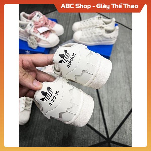 Giày thể thao sò 3 mầu hồng trắng sữa xanh cổ thấp full phụ kiện | Giầy Sneaker Sò Superstar