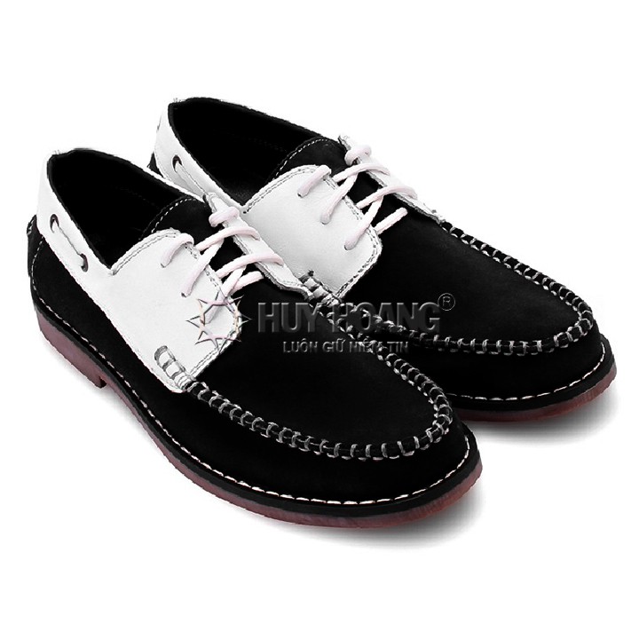 Giày nam da bò màu trắng phối đen PH7166
