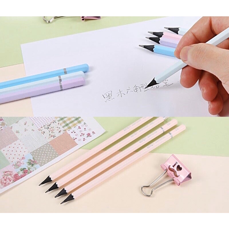 Bút chì cao cấp có gôm tẩy màu pastel - M&amp;G AWP30827