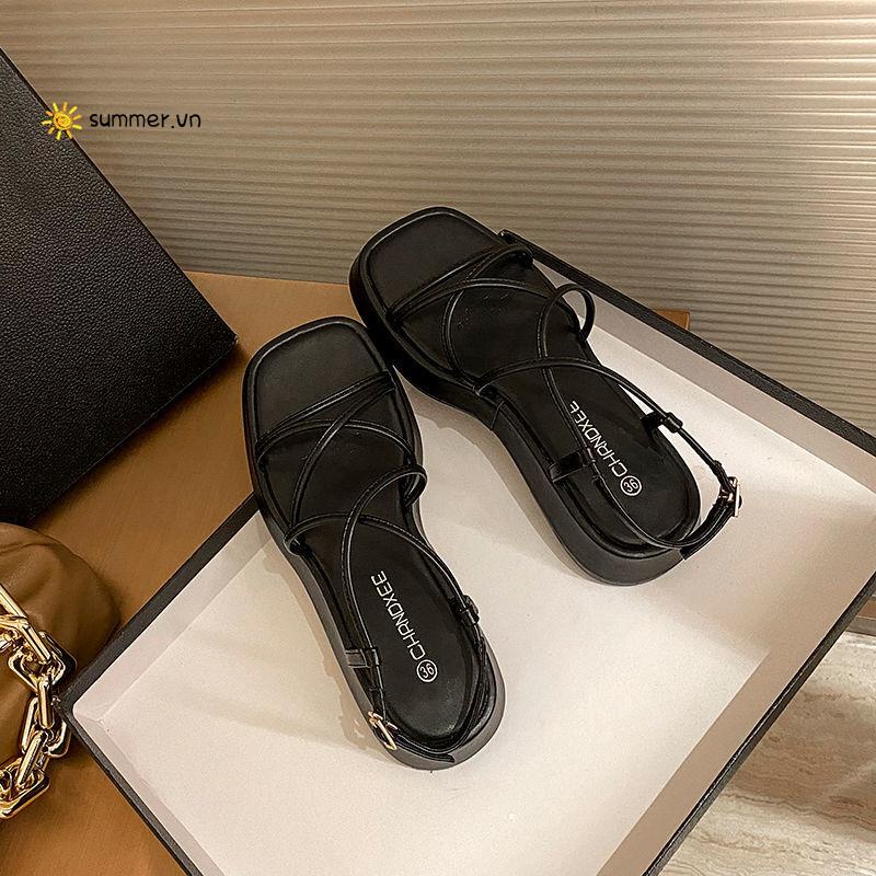 Giày Sandal Đế Dày Quai Chéo Phong Cách La Mã Thời Trang Mùa Hè 2022 Dành Cho Nữ