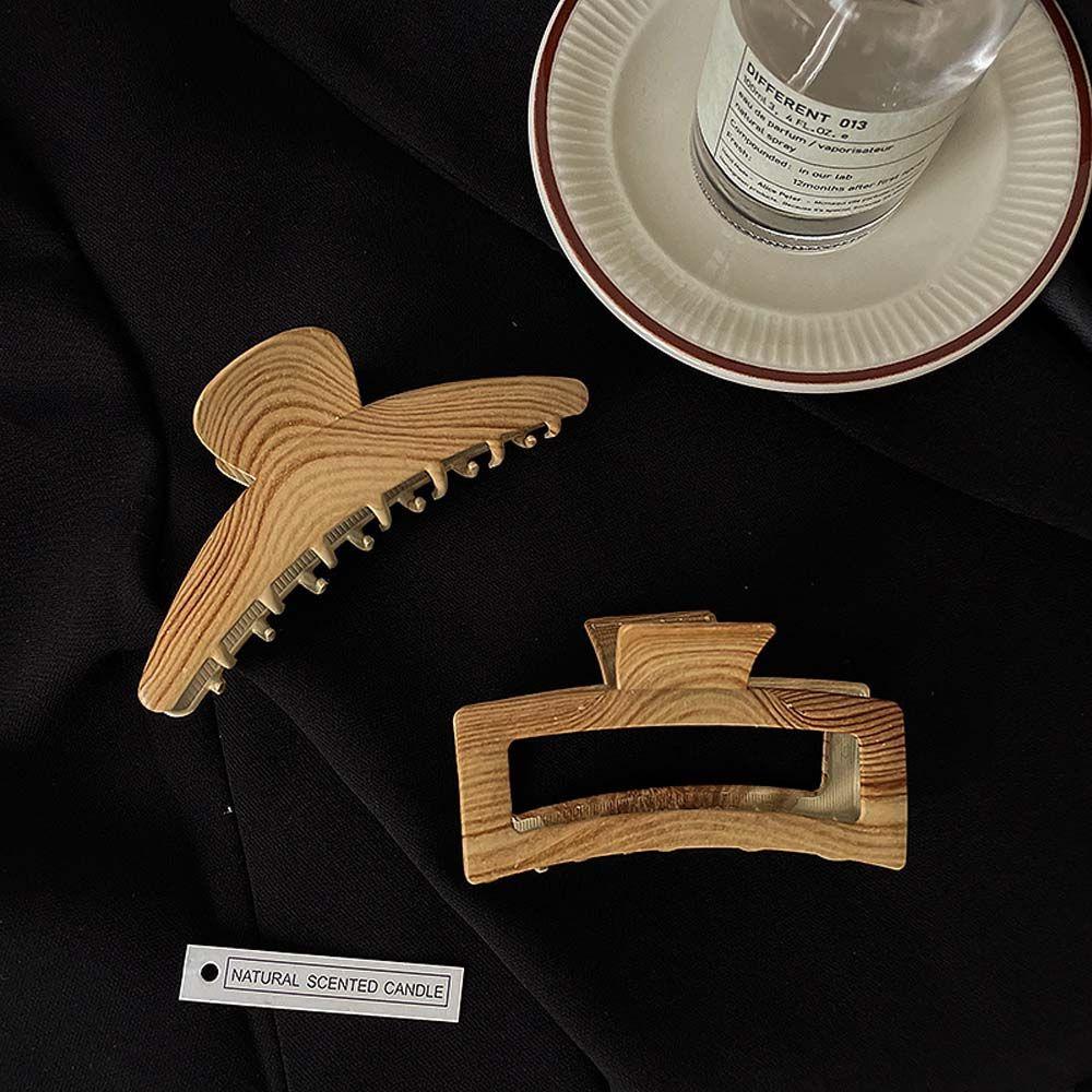 Kẹp Tóc Kim Loại Vân Gỗ Kiểu Dáng Vintage Thời Trang Thu Đông 2life