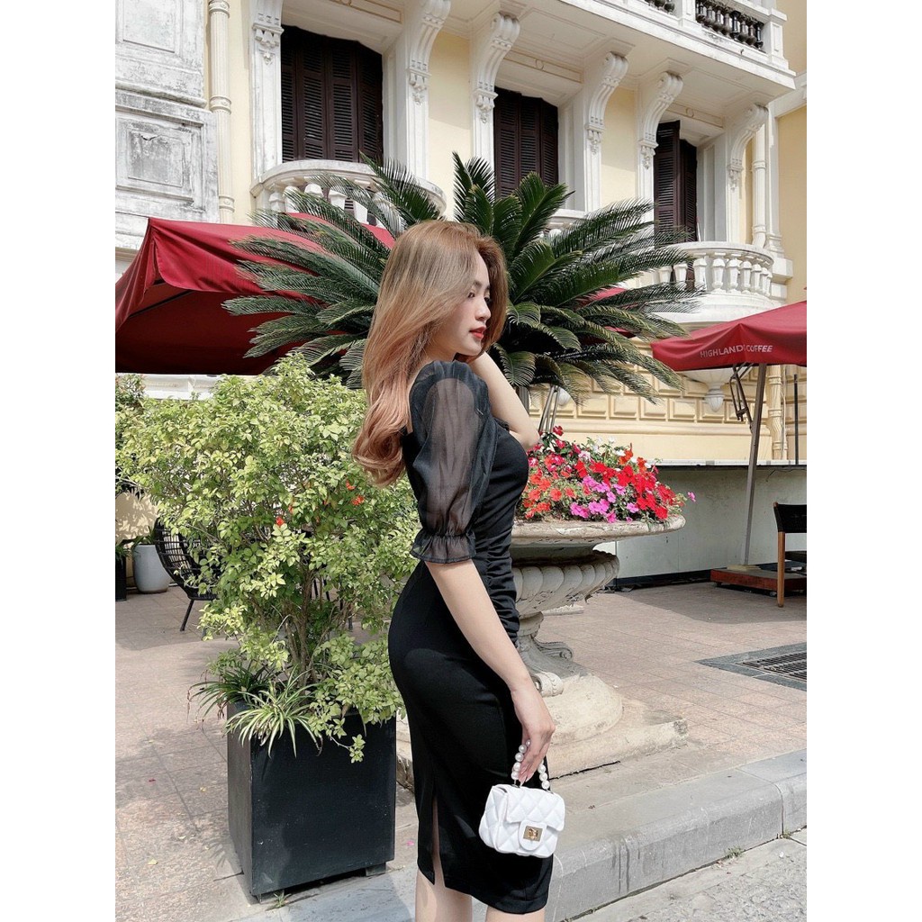 Váy đầm body cao cấp thiết kế cổ vuông tay lửng bồng sang chảnh tôn vinh lên vẻ đẹp của phái đẹp | BigBuy360 - bigbuy360.vn