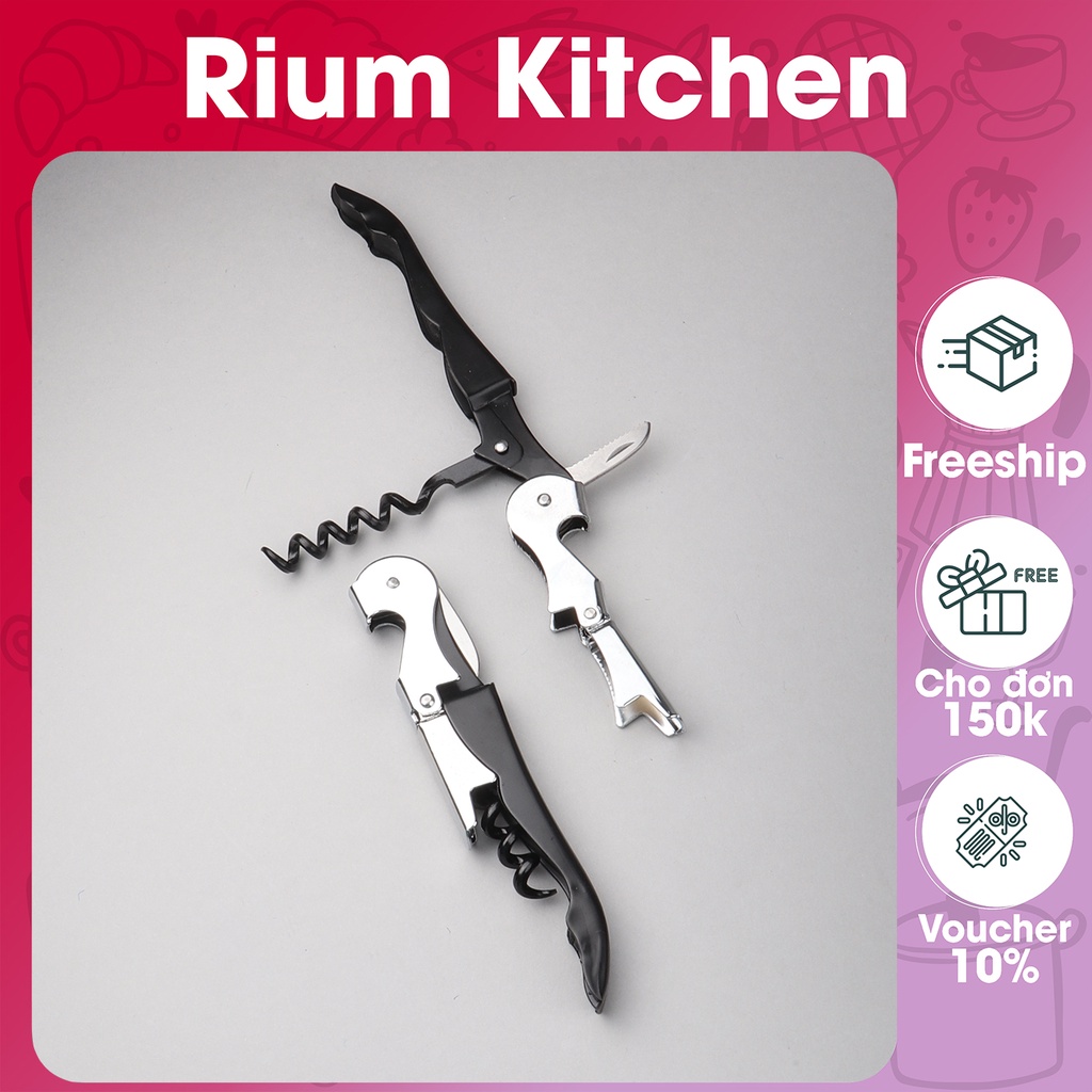 Dụng cụ khui ruou vang và khui bia inox nhỏ gọn Rium Việt Nam cao cấp KM01 - Gia dụng bếp