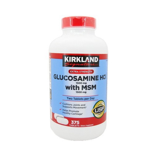 hộp đựng 375 Viên uống bổ khớp Kirkland Signature Glucosamine HCL 1500mg With MSM 1500mg