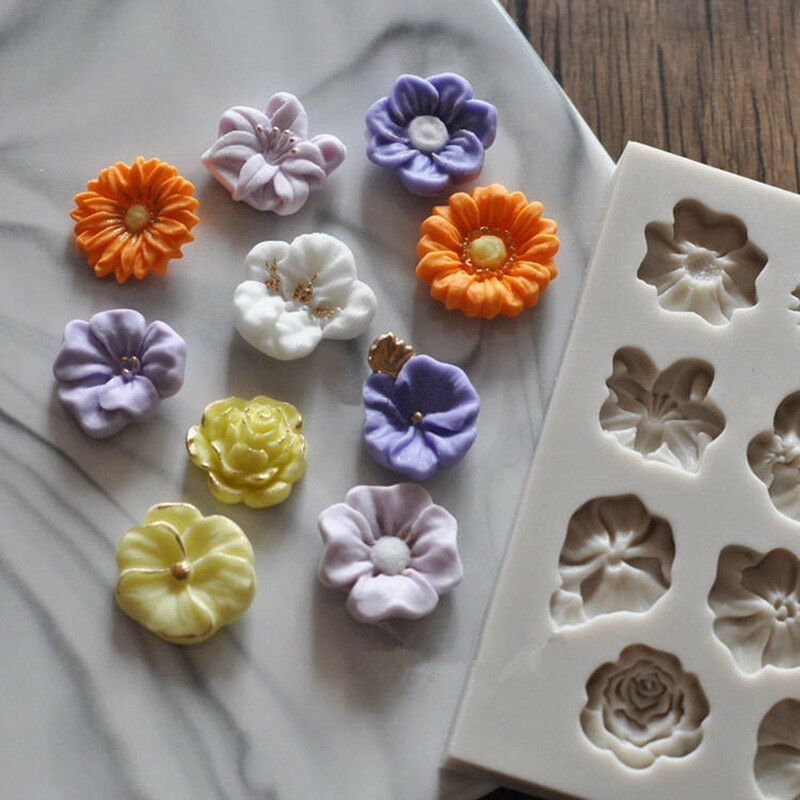 Khuôn Silicone Tạo Hình Làm Bánh Kẹo Hình Bông Hoa 3D DIY
