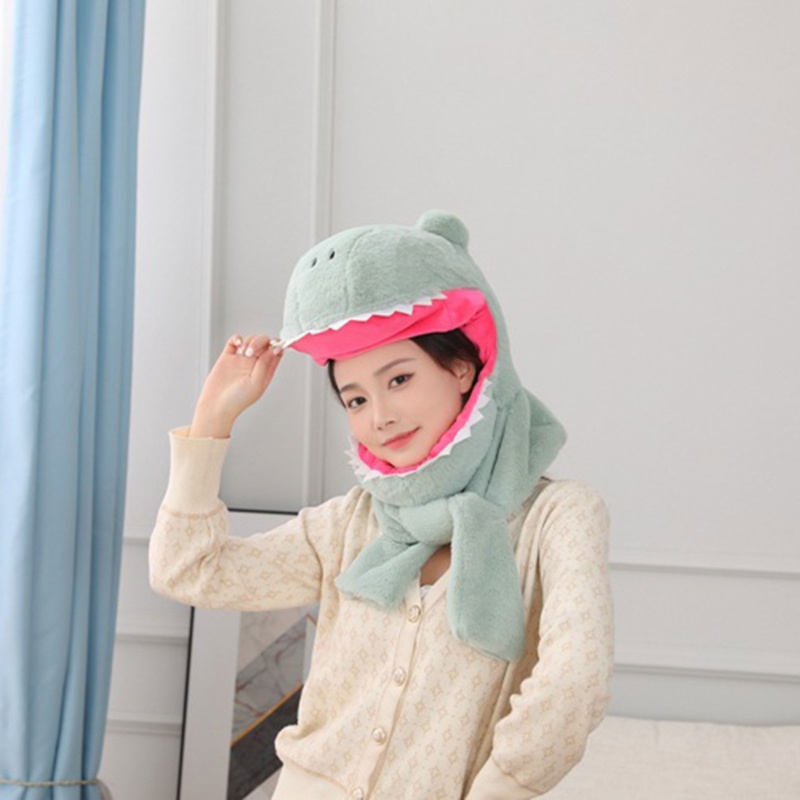 Mũ Trùm Đầu Và Khăn Choàng Cổ Hình Khủng Long Hoạt Hình Đáng Yêu Dành Cho Các Hoạt Động