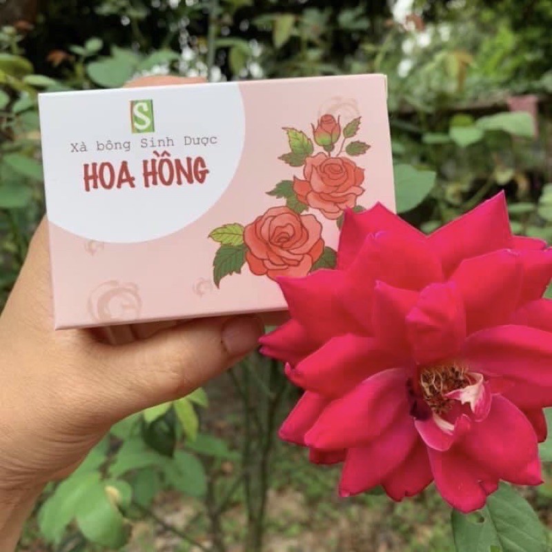 Xà bông hoa hồng Tiệm Thảo Dược Xanh xà bông sinh dược rửa mặt, dưỡng da, thư giãn