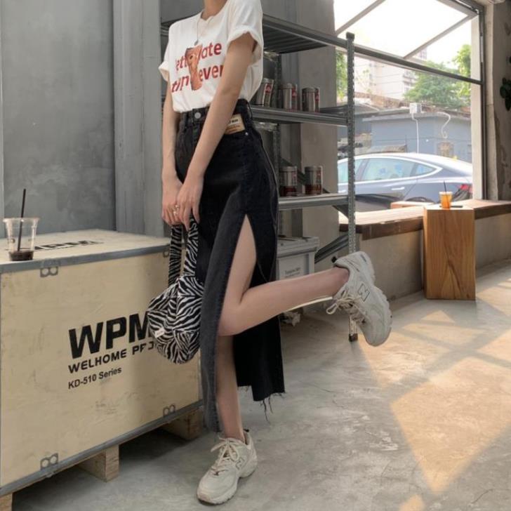 Yena Chân Váy Denim Lưng Cao Xẻ Tà Quyến Rũ Cho Nữ | BigBuy360 - bigbuy360.vn