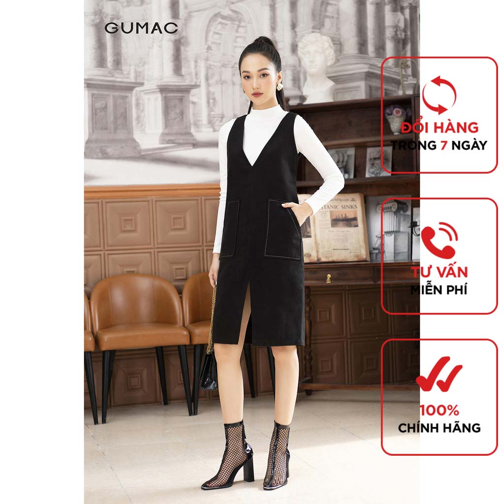 Đầm dạ suông có túi GUMAC DA12253 [Không kèm áo trong