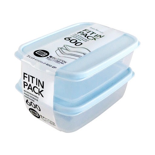 Set 2 hộp nhựa nắp dẻo 600ml.