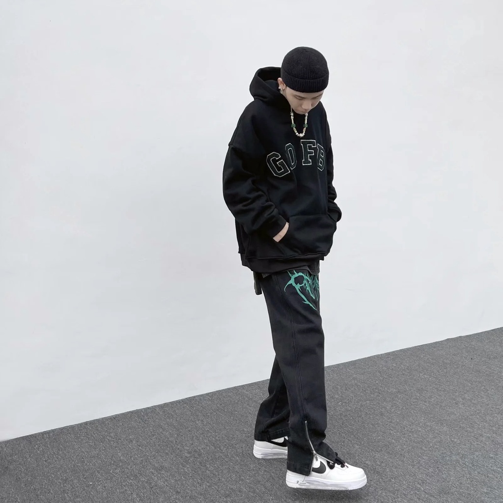 Quần jean ống rộng thêu họa tiết size M-4XL phong cách hip hop đường phố Mỹ thời trang | BigBuy360 - bigbuy360.vn