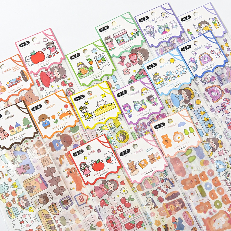 PeachSticker Giấy Dán Trang Trí Sổ Tay/Nhật Ký DIY Hình Cô Gái Hoạt Hình 16 Kiểu Dáng Dễ Thương Cho Bạn Gái
