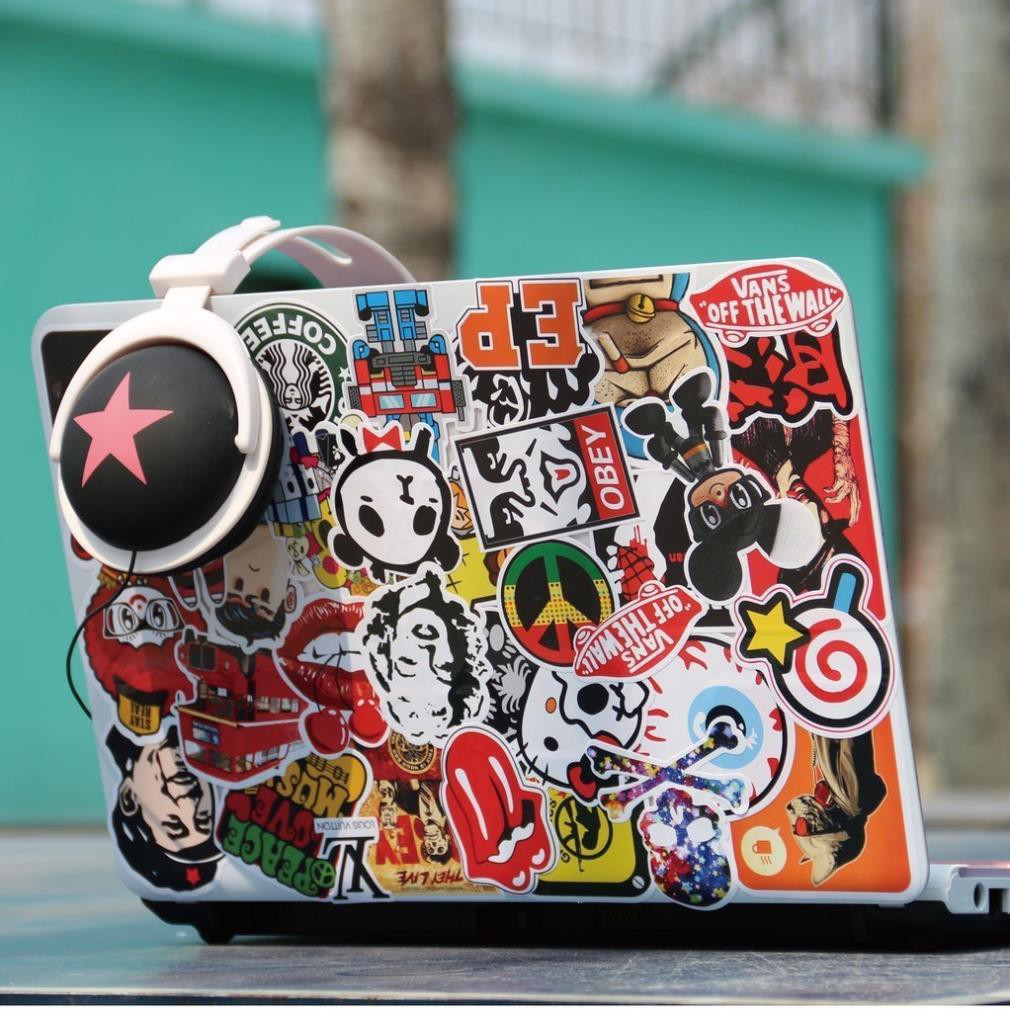 SET 50 MIẾNG STICKER VŨ TRỤ TRẮNG ĐEN BLACK AND WHITE CHỐNG NƯỚC DÁN NÓN BẢO HIỂM, LAPTOP, VALI, TỦ, BÀN HỌC, XE MÁY