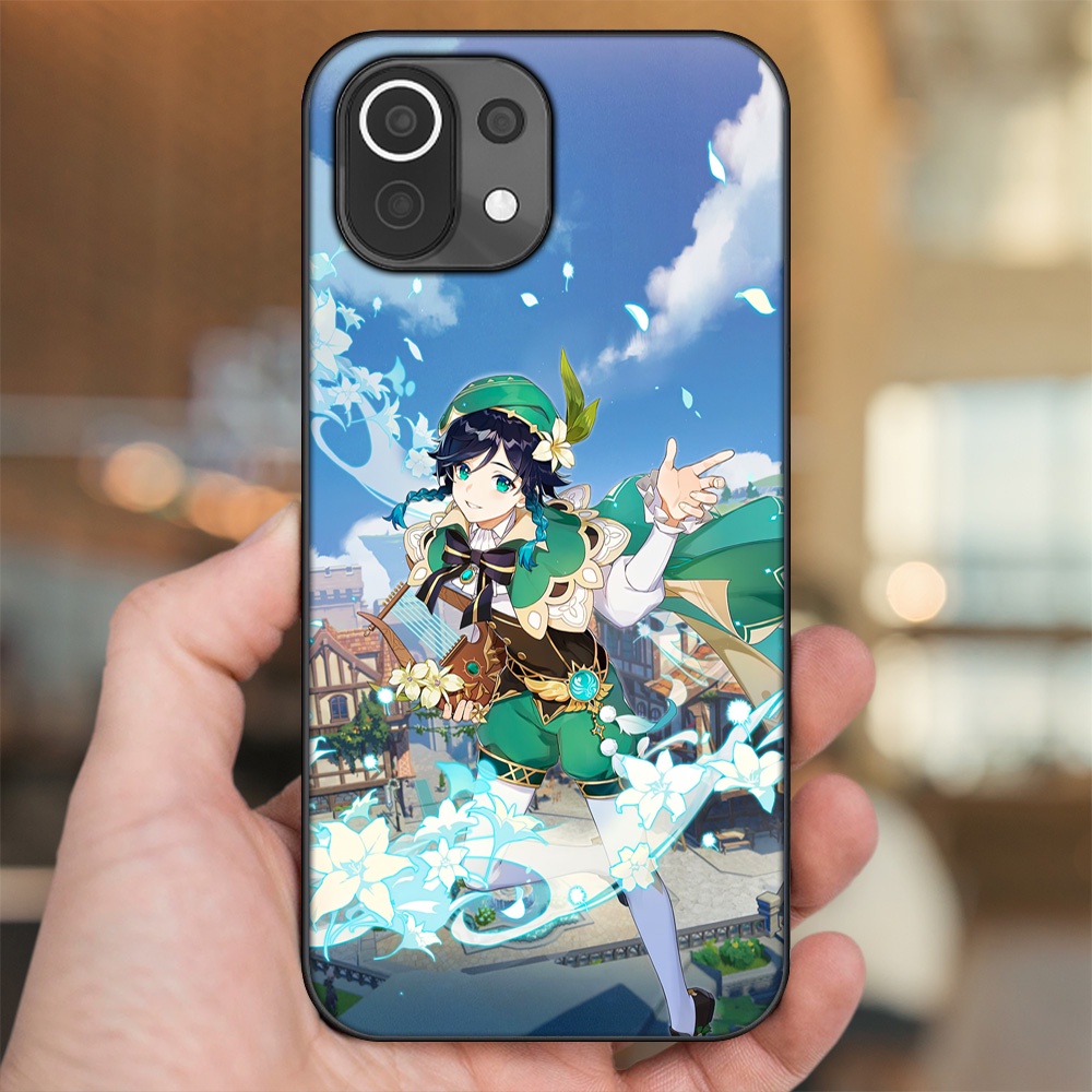 Ốp lưng Xiaomi Mi 11 Lite viền đen in hình Venti Genshin Impact
