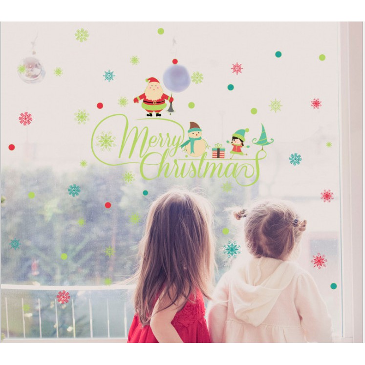 Decal trang trí Chữ Merry Christmas trong đêm - Dạ Quang