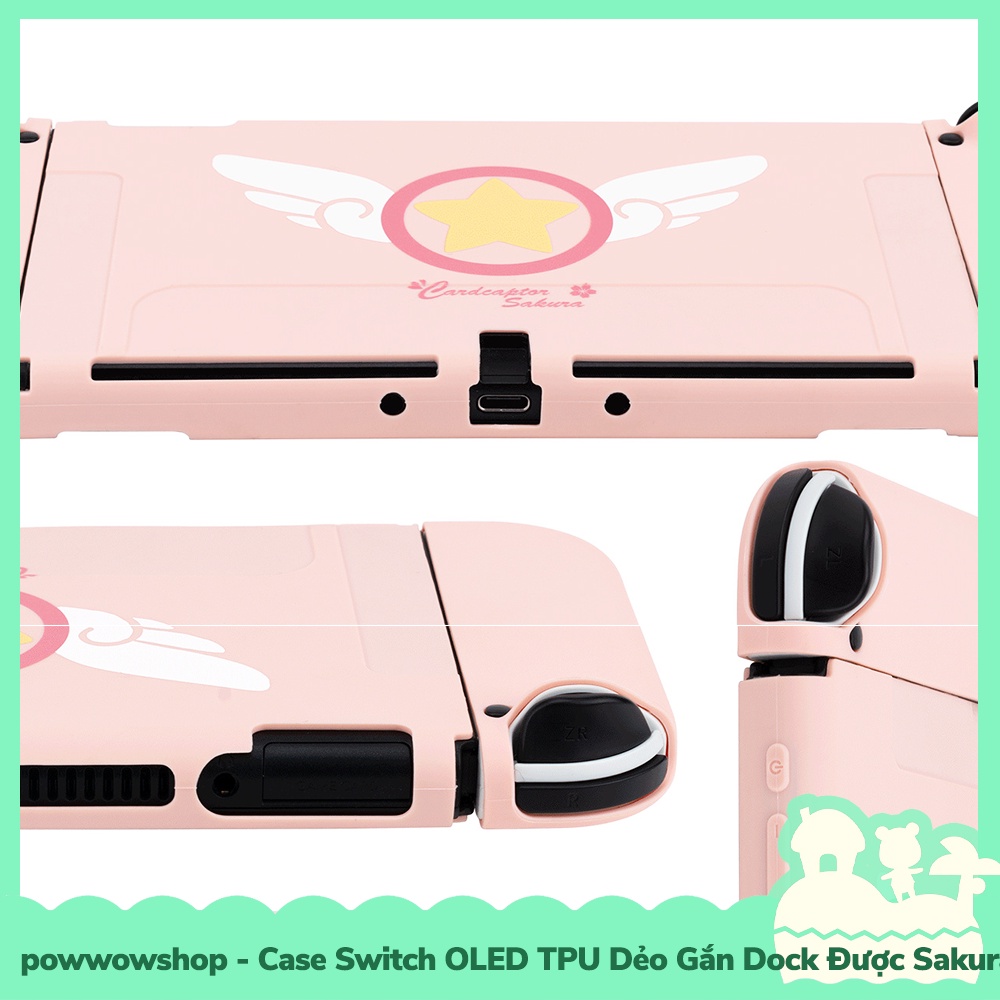 [Sẵn VN - Hỏa Tốc] Case OLED (Gắn Dock Được) Case Ốp TPU Dẻo Cho Máy Game Nintendo Switch OLED Mẫu Sakura Ceberus