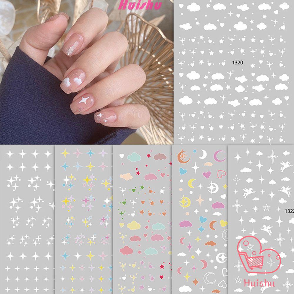 [Hàng mới về] Hình dán trang trí móng hình ngôi sao/ đám mây thời trang mùa hè có keo dán có thể tái sử dụng