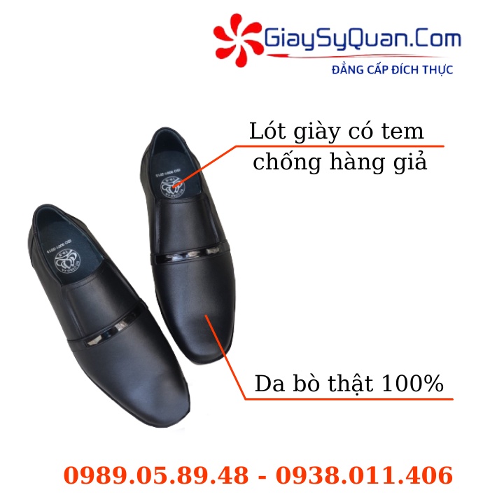 Giày tây lười nam da bò thật 100% - giày da nam công sở đế Pu chống mài mồn tốt phong cách trẻ trung màu đen Mã PN14A