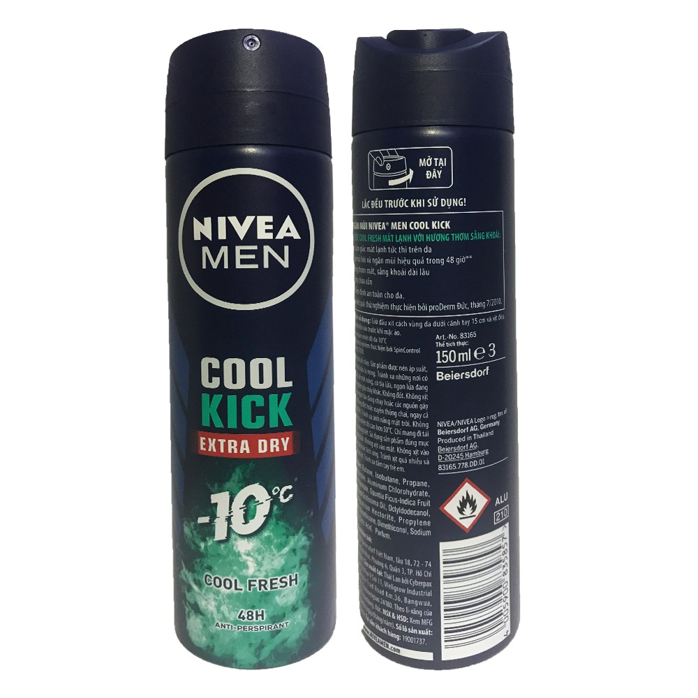Xịt Khử mùi Nivea Men Cool Kich Extra Dry 150ml Mới