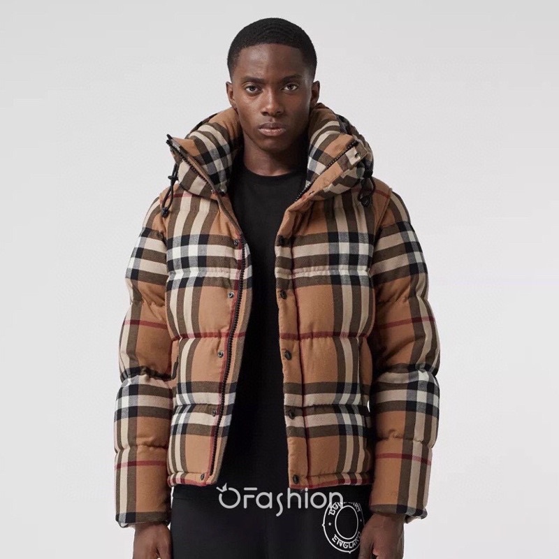 Áo khoác phao nữ thương hiệu Burberry BBR họa tiết kẻ cao cấp
