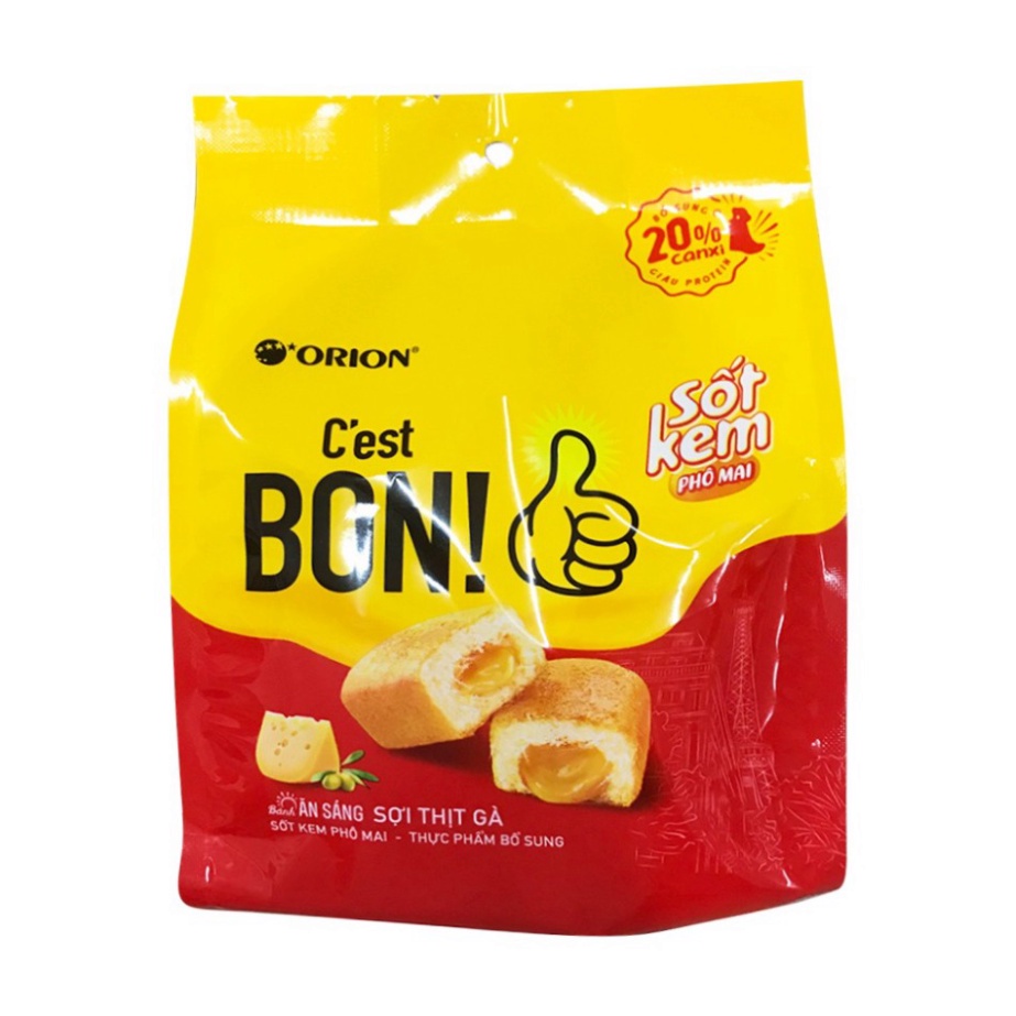 Bánh ăn sáng Orion C'est Bon 2 vị : sợi thịt và sốt kem phô mai 85g/túi 5 gói-tăng 20% sợi thịt gà