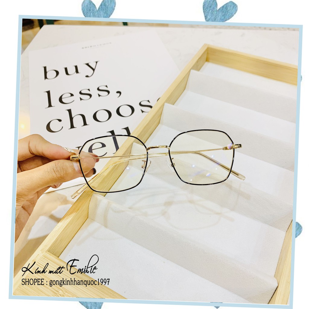 Gọng kính mảnh nhẹ vuông ⚡𝑭𝑹𝑬𝑬𝑺𝑯𝑰𝑷⚡ đa giác nam nữ Kính mắt Emilie phụ kiện thời trang 72328 | BigBuy360 - bigbuy360.vn