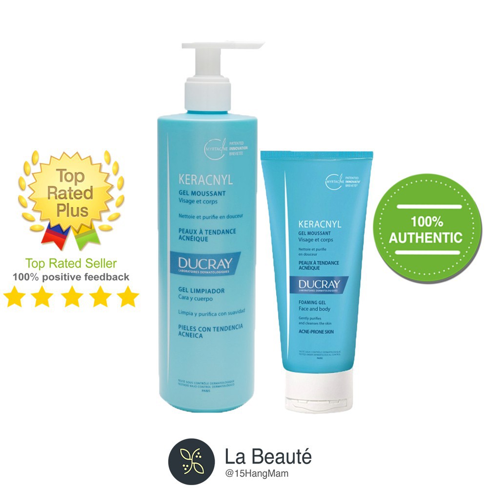 Ducray Keracnyl Gel Mousssant - Gel rửa mặt cho da nhờn và mụn [Nhiều Loại Dung Tích] | BigBuy360 - bigbuy360.vn