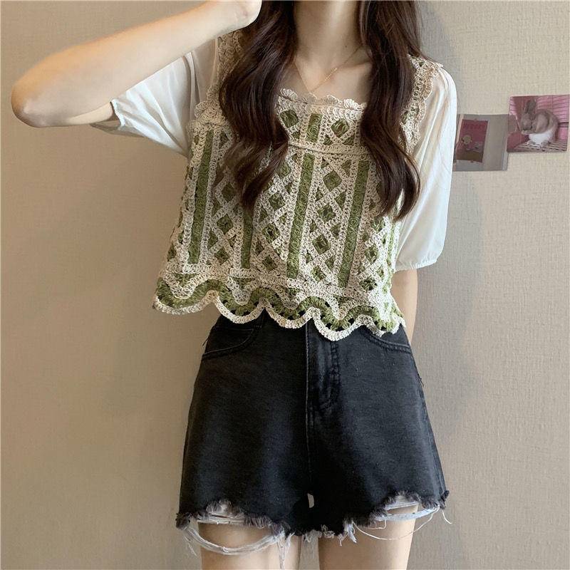 Áo Kiểu Cổ Vuông Tay Phồng Phong Cách Hàn Quốc Thời Trang Mùa Hè Hàng Mới Dành Cho Bạn Nữ