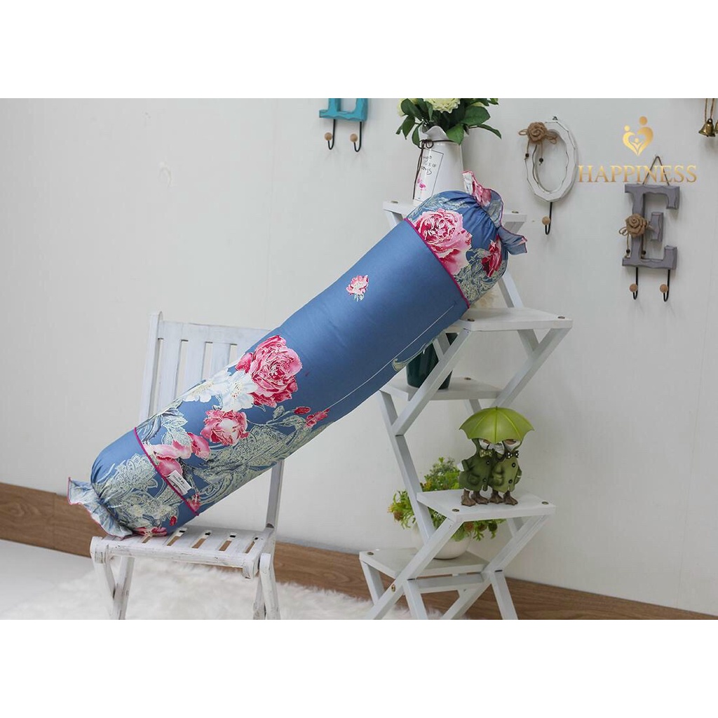 Vỏ gối ôm  người lớn, chất vải cotton lụa ko xổ lông mềm mát thương hiệu  Happiness sẵn hàng kích thước 35x1m