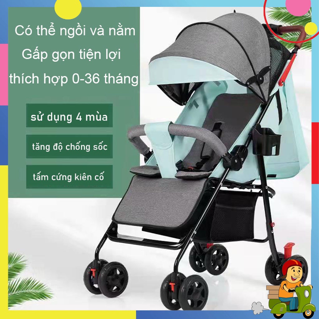 Xe đẩy em bé gấp gọn 3 tư thế ngồi ngả nằm cho trẻ sơ sinh từ 0-3 tuổi