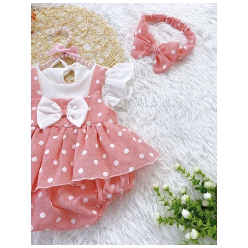 H49 Body liền váy tặng nơ cho bé mã 49063