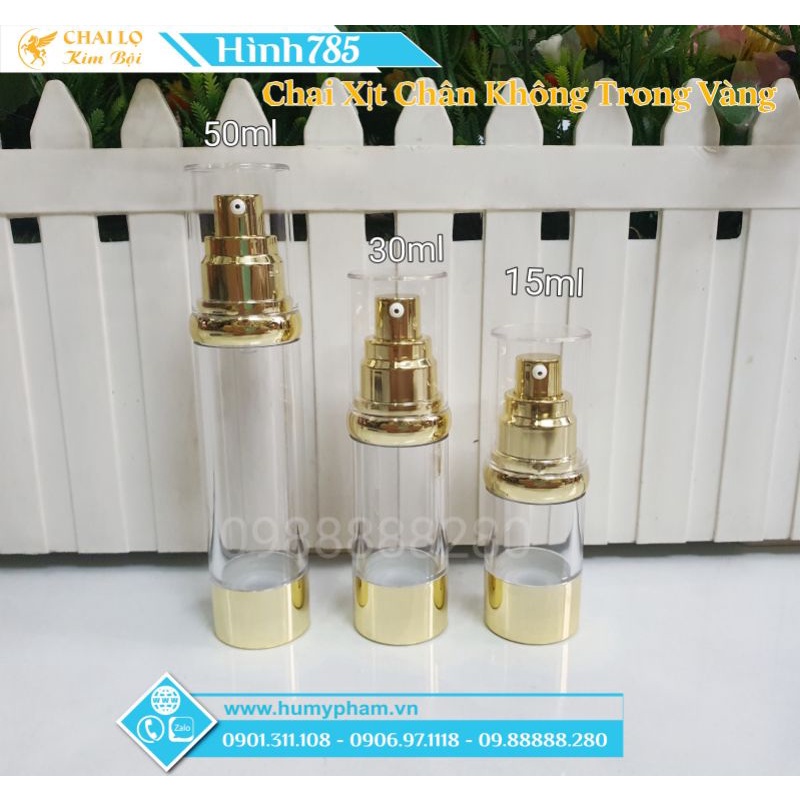 CHAI CHIẾT MỸ PHẨM - Chai Xịt Chân Không Trong Vàng Nhiều Size
