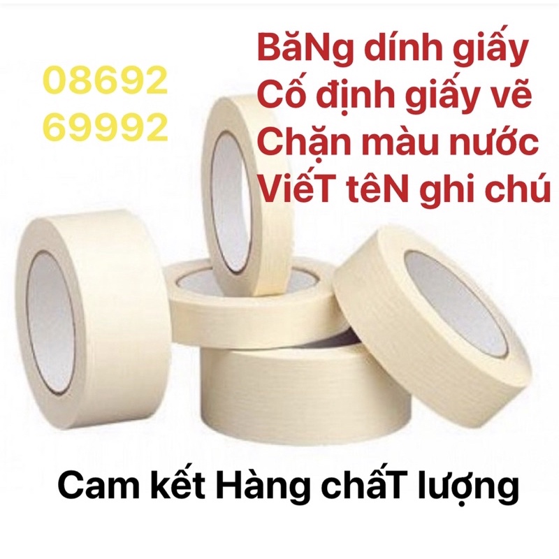 Băng dính giấy - băng keo giấy khổ 2cm 5cm với 1cm