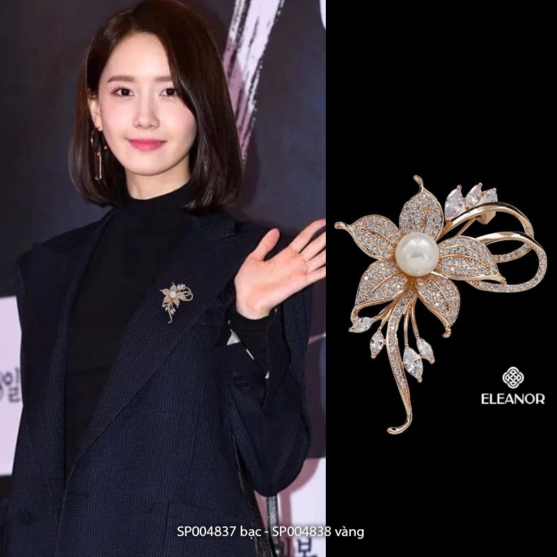 Ghim cài áo nữ Eleanor Accessories đính đá hình hoa ngọc trai nhân tạo phụ kiện thời trang 4837