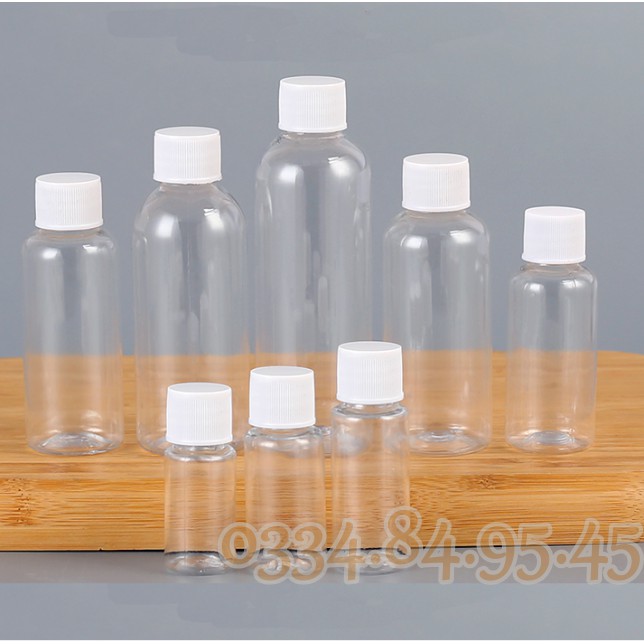 Chai nhựa nắp VẶN TRẮNG 5ml / 10ml / 15ml / 20ml / 30ml / 50ml / 80ml / 100ml - Lọ chiết mỹ phẩm du lịch.
