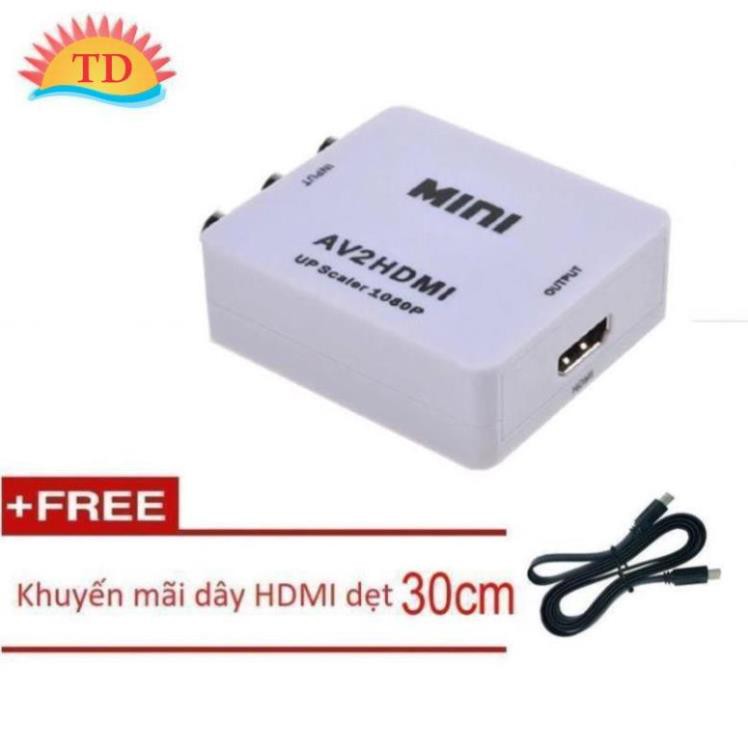 Khuyến mãi bộ chuyển đổi AV sang HDMI Full HD 1080p - AV to HDMI Tặng 1 dây HDMI dẹt 30cm