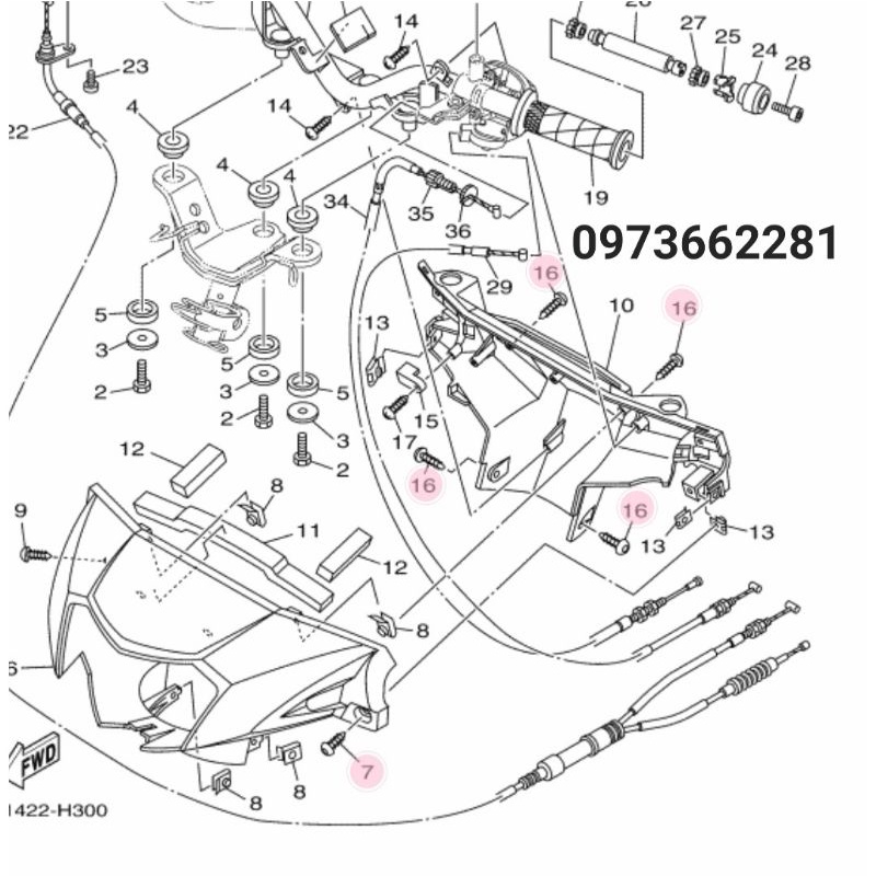 Vít , ốc bắt nhựa đầu ,võ dàn áo...xe EXCITER 2005-2010 zin