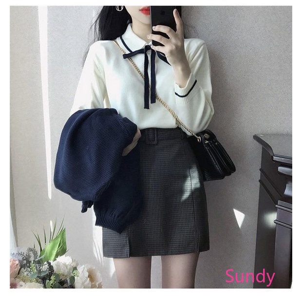 Áo Len Tay Dài Dáng Rộng Phong Cách Hàn Quốc Thời Trang Mùa Thu Cho Nữ