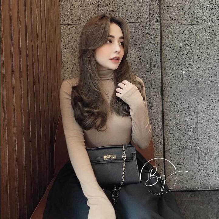 [Mã WARN30 hoàn 15% xu đơn 150k] Áo Thun Trơn Body Cổ Lọ Dài Tay Chất Zip Co Giãn Màu Đen/ Be/ Nâu/ Trắng | BigBuy360 - bigbuy360.vn